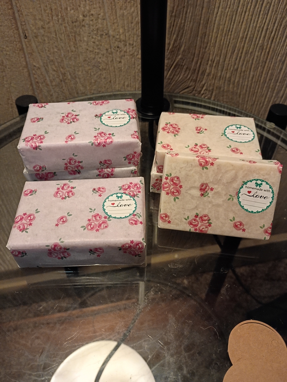Handmade Floral Soap Bars - Pink Rose Pattern